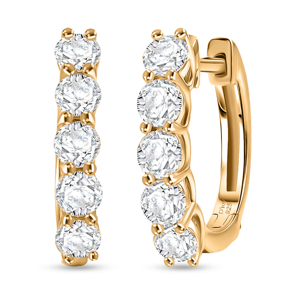 D'Joy -Moissanite Hoop Earring in Yellow Gold Plated Sterling Silver 1.03 Ct._8433688