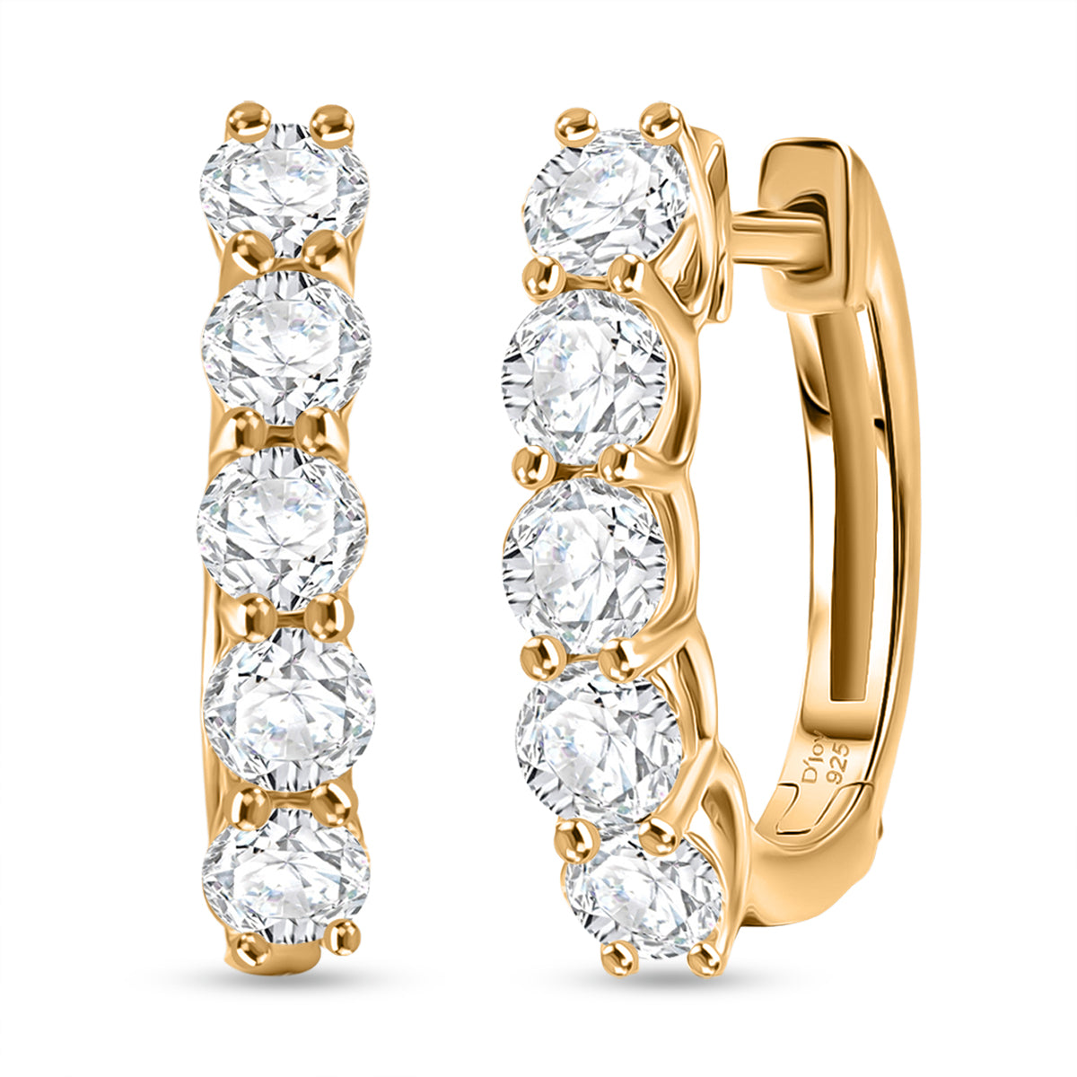 D'Joy Moissanite Hoop Earring in Yellow Gold Plated Sterling Silver 1.03 Ct. V32515611 0