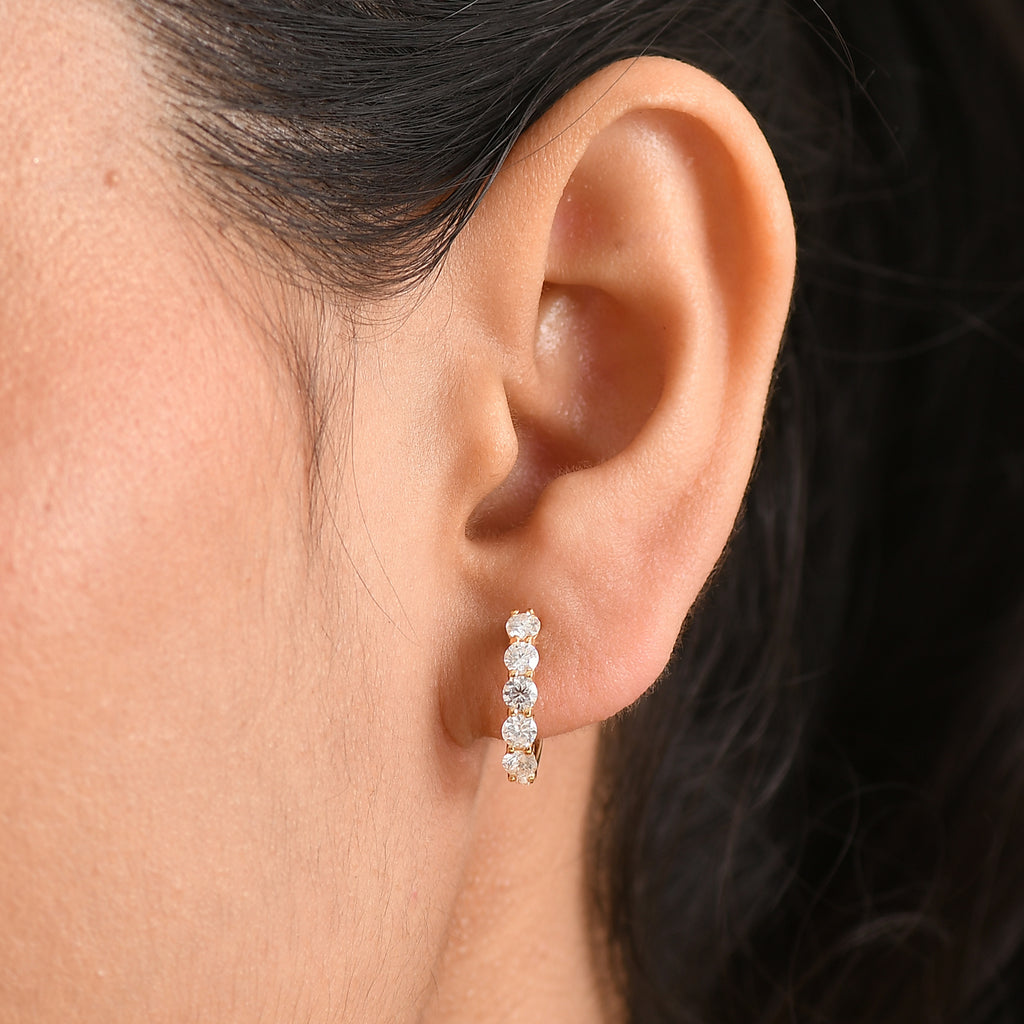 D'Joy -Moissanite Hoop Earring in Yellow Gold Plated Sterling Silver 1.03 Ct._8433688_1
