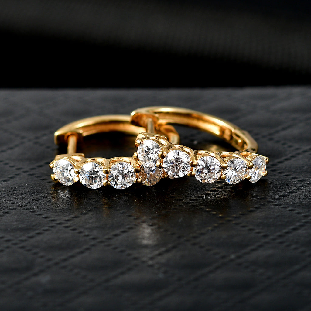 D'Joy -Moissanite Hoop Earring in Yellow Gold Plated Sterling Silver 1.03 Ct._8433688_2