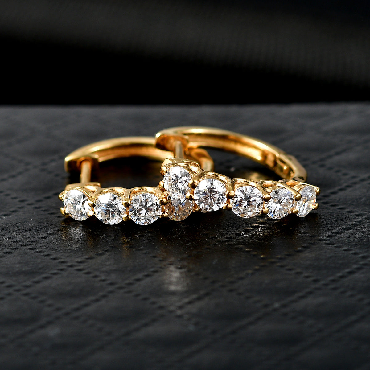 D'Joy Moissanite Hoop Earring in Yellow Gold Plated Sterling Silver 1.03 Ct. V32515611 3