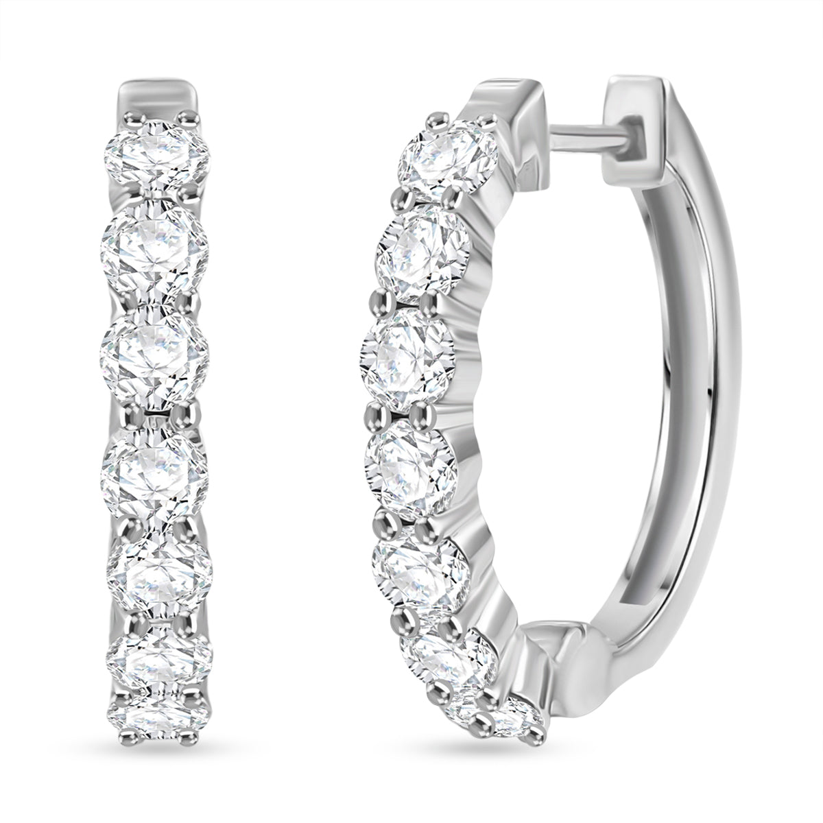 D'Joy Moissanite Hoop Earring in Platinum Overlay Sterling Silver 1.85 Ct. V32515484 0