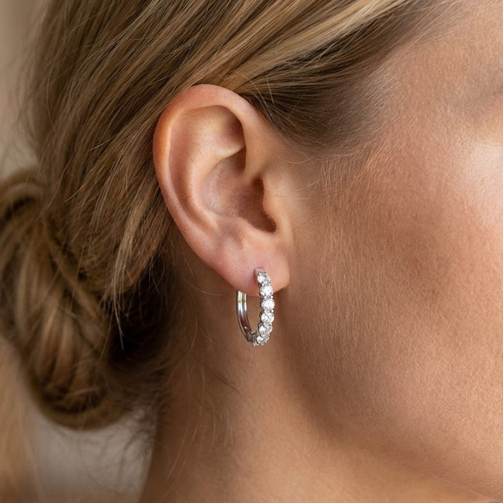 D'Joy Moissanite Hoop Earring in Platinum Overlay Sterling Silver 1.85 Ct. 8433699 2