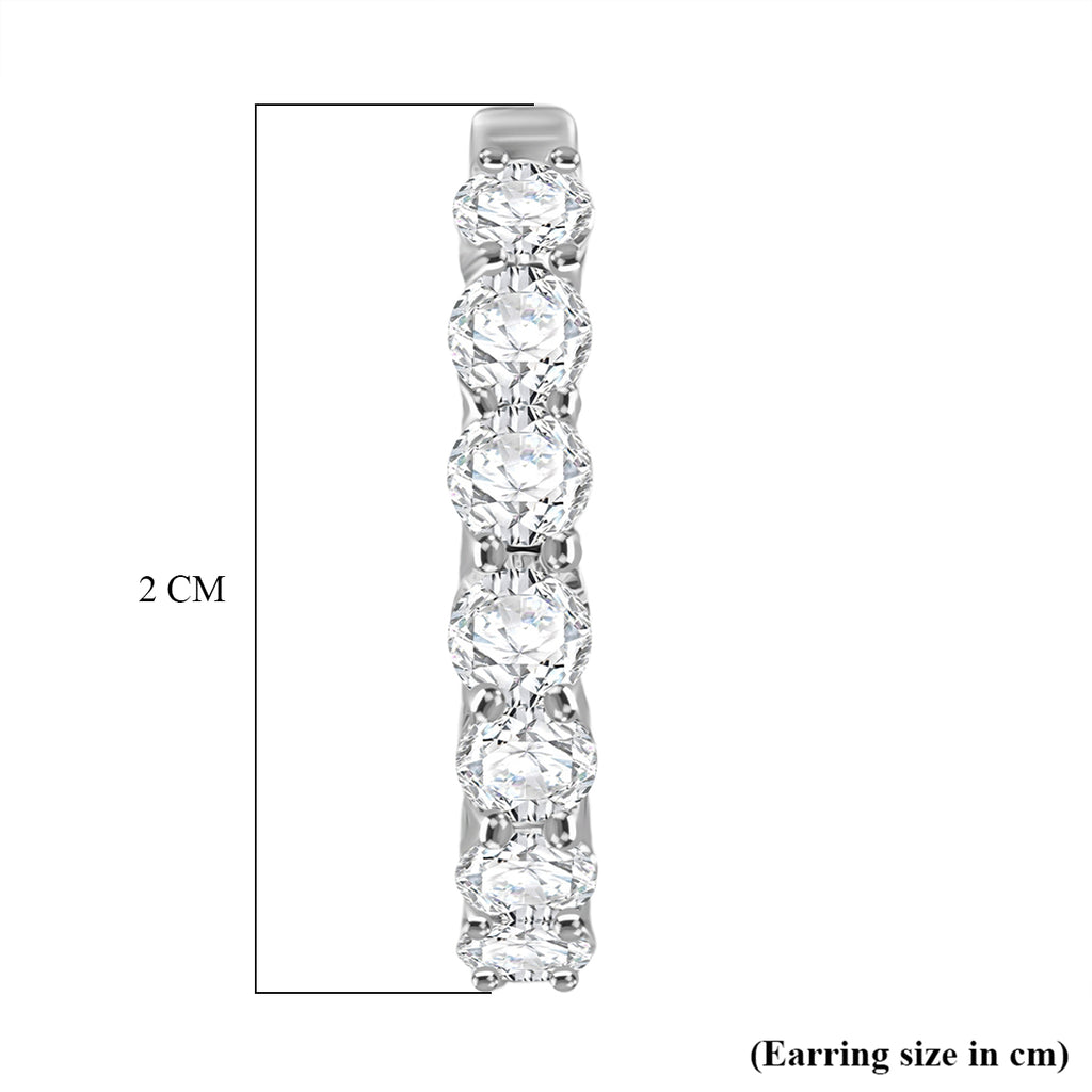 D'Joy -Moissanite Hoop Earring in Platinum Overlay Sterling Silver 1.85 Ct._8433699_4