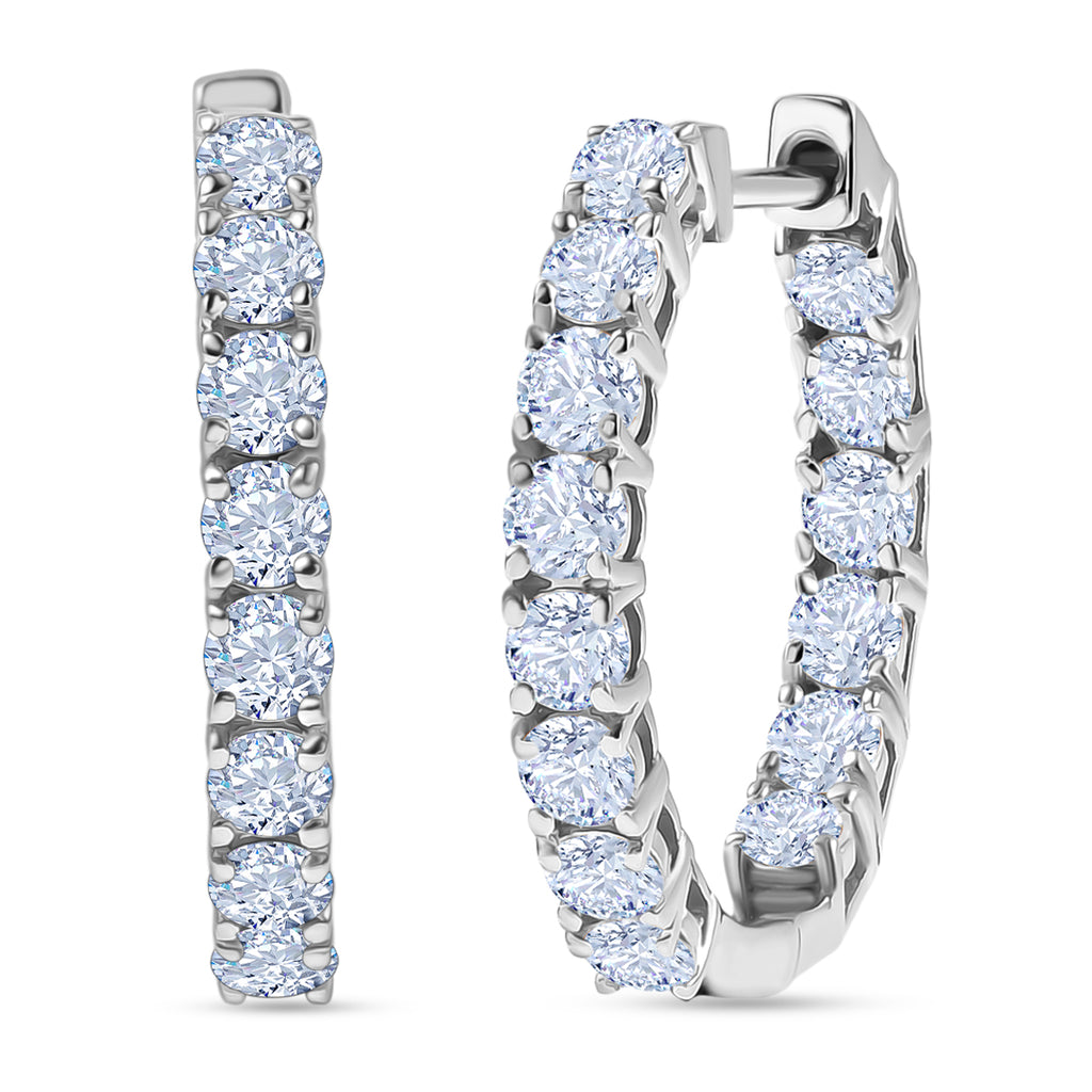 D'Joy -Moissanite Full Hoop Earring in Platinum Overlay Sterling Silver 2.80 Ct._8433703
