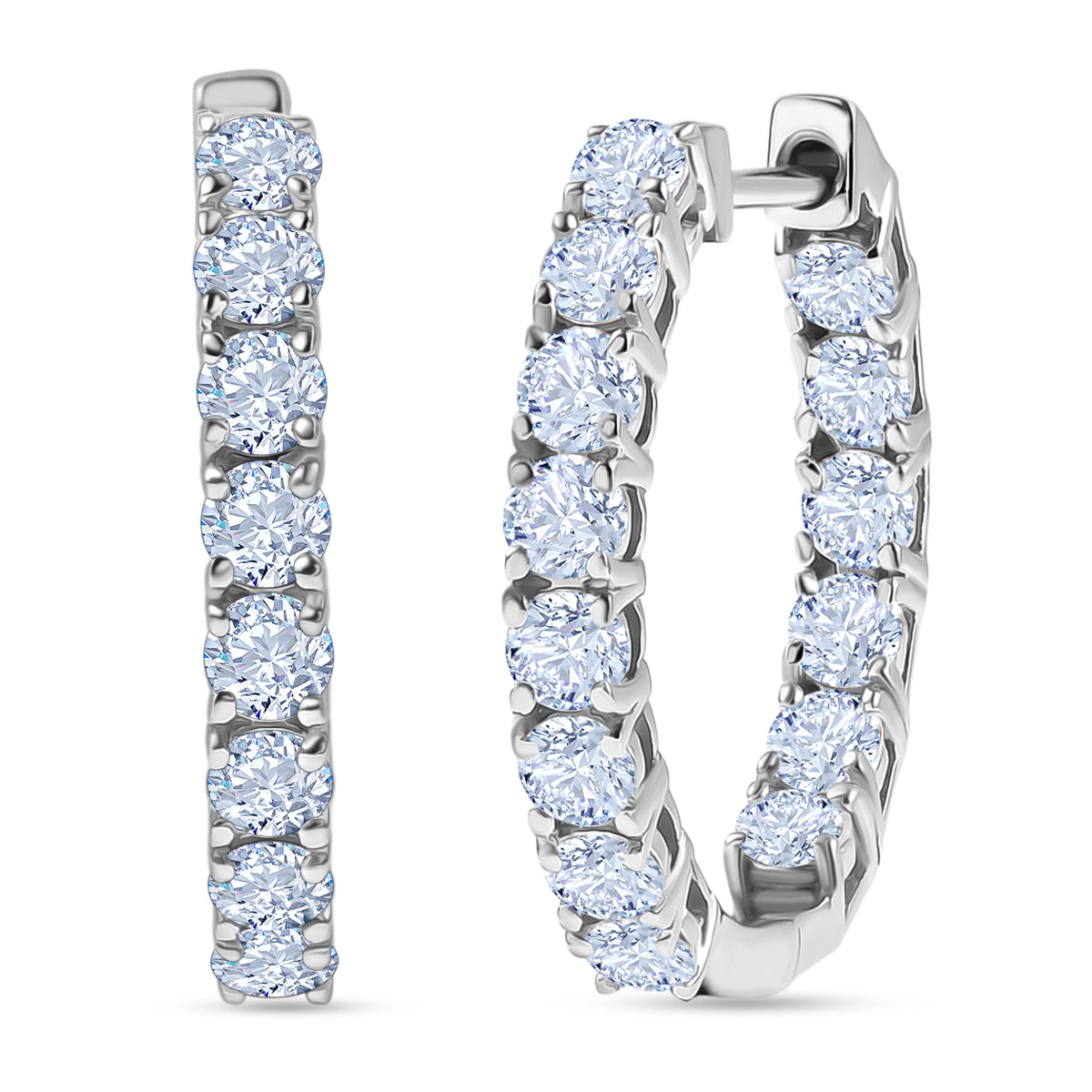 D'Joy -Moissanite Full Hoop Earring in Platinum Overlay Sterling Silver 2.80 Ct. V32515770 0