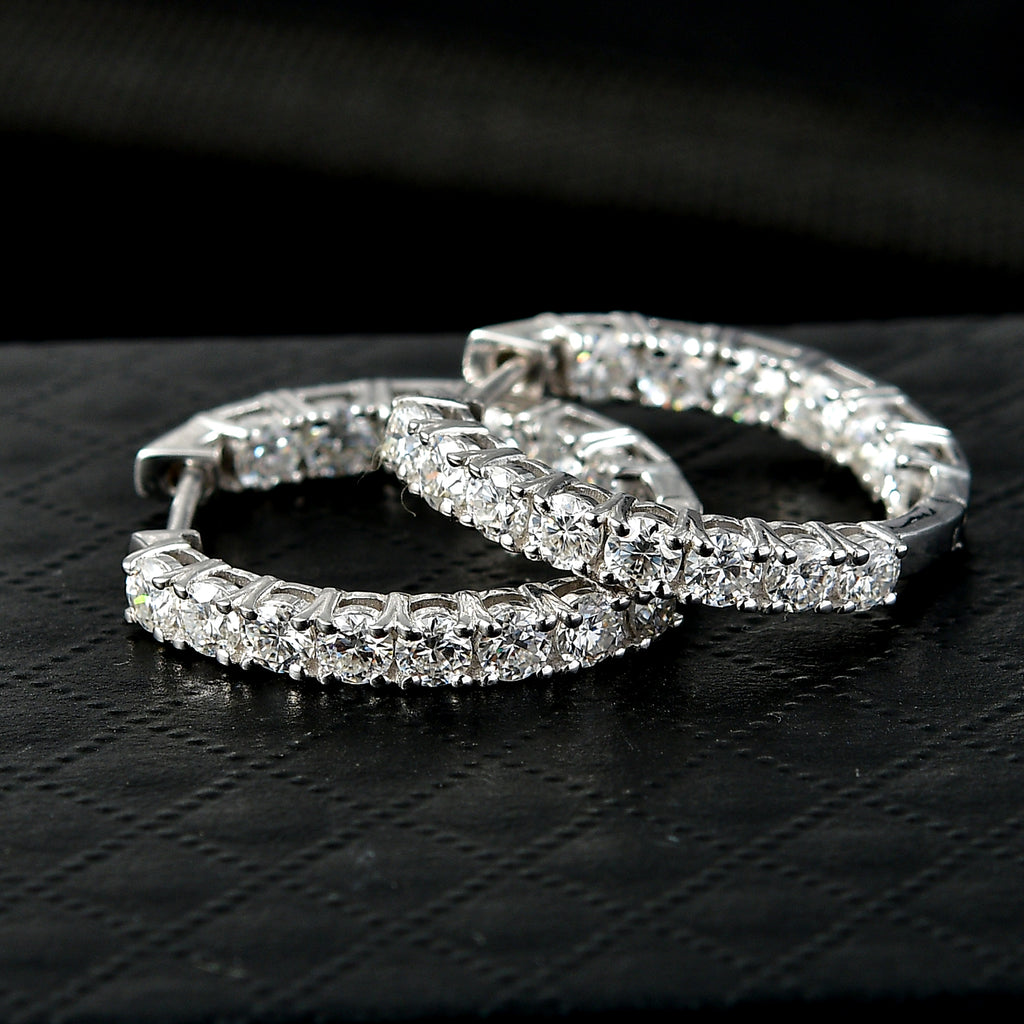 D'Joy -Moissanite Full Hoop Earring in Platinum Overlay Sterling Silver 2.80 Ct._8433703_2