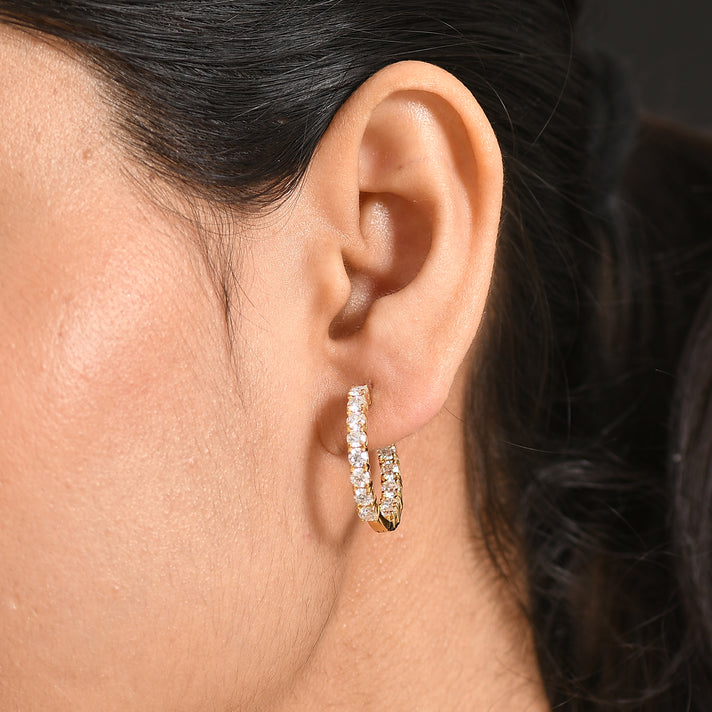 D'Joy Moissanite Full Hoop Earring in Yellow Gold Plated Sterling Silver 2.80 Ct. 8433704 2