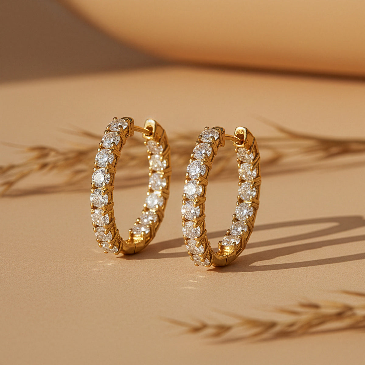 D'Joy Moissanite Full Hoop Earring in Yellow Gold Plated Sterling Silver 2.80 Ct. 8433704 3