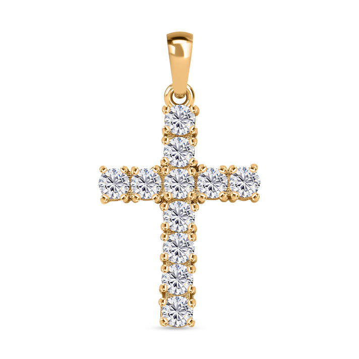 D'Joy - Moissanite Cross Pendant in Yellow Gold Plated Sterling Silver 1.40 Ct. 8433743 1