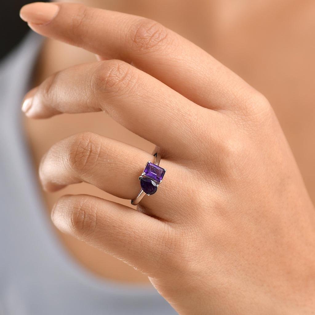 African Amethyst Toi et Moi Ring in Platinum Overlay Sterling Silver  1.65 Ct._8433751_1
