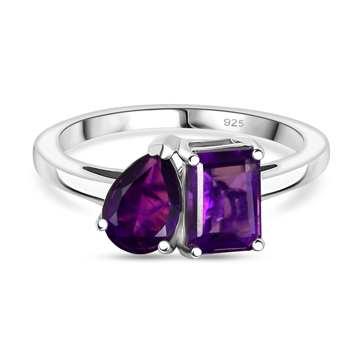 African Amethyst Toi et Moi Ring in Platinum Overlay Sterling Silver  1.65 Ct. 8433752 0