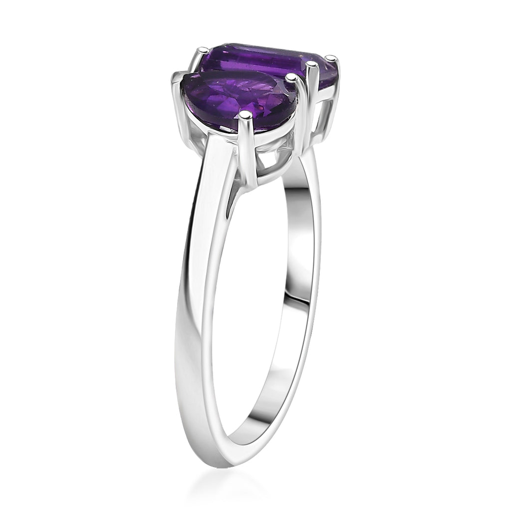 African Amethyst Toi et Moi Ring in Platinum Overlay Sterling Silver  1.65 Ct._8433752_3