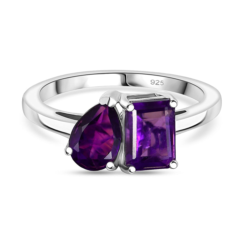 African Amethyst Toi et Moi Ring in Platinum Overlay Sterling Silver  1.65 Ct._8433753