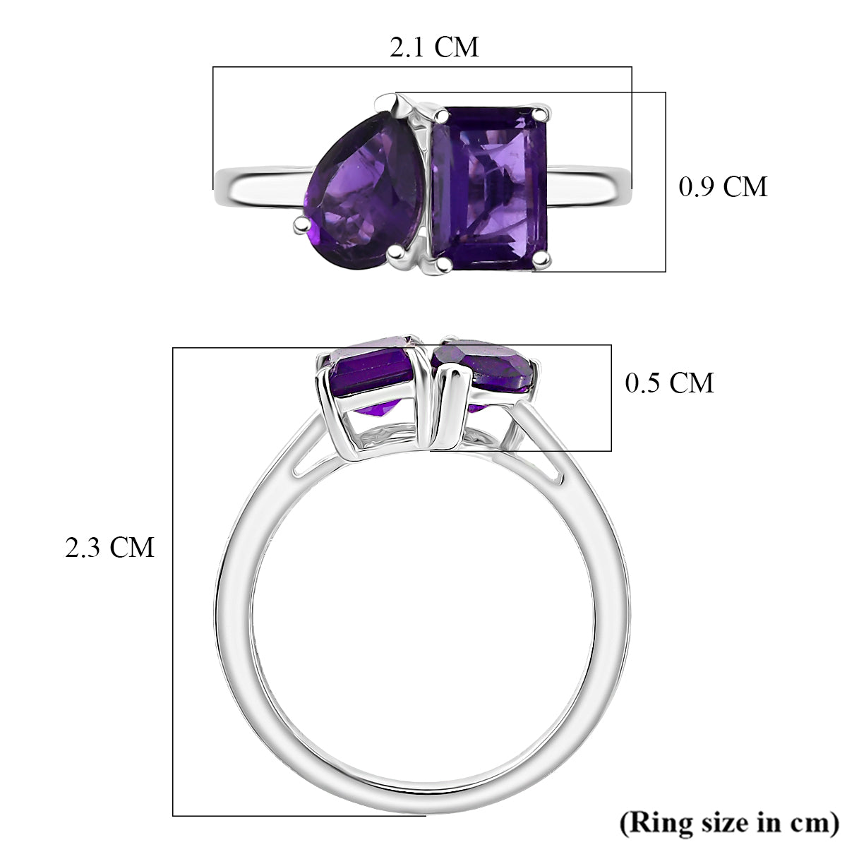 African Amethyst Toi et Moi Ring in Platinum Overlay Sterling Silver  1.65 Ct. 8433755 5