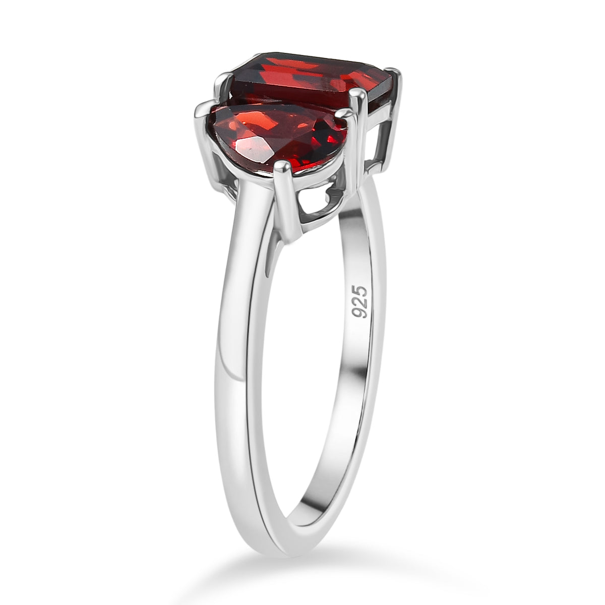 Red Garnet Toi et Moi Ring in Platinum Overlay Sterling Silver 2.36 Ct. 8433778 3