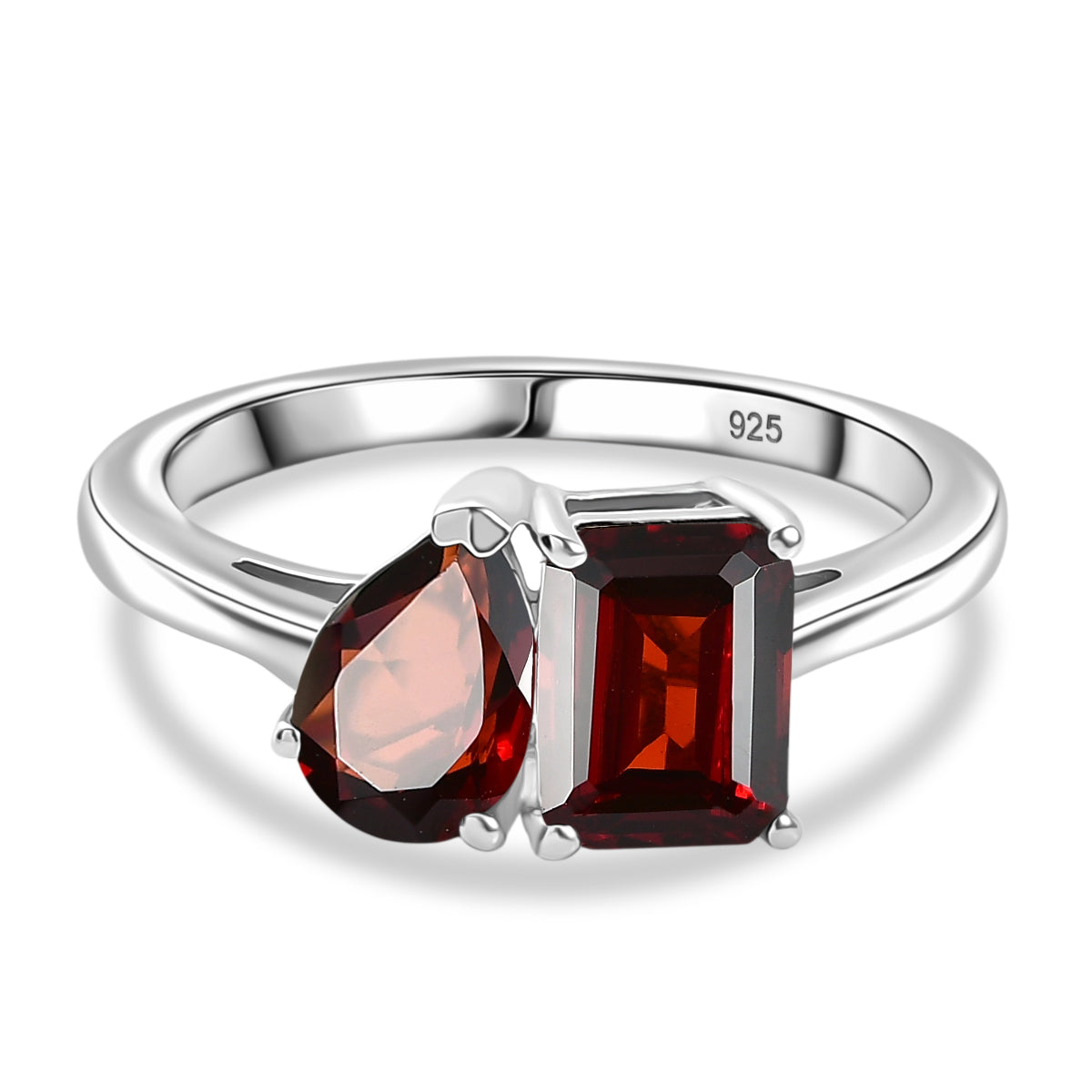 Red Garnet Toi et Moi Ring in Platinum Overlay Sterling Silver 2.36 Ct. 8433780 0