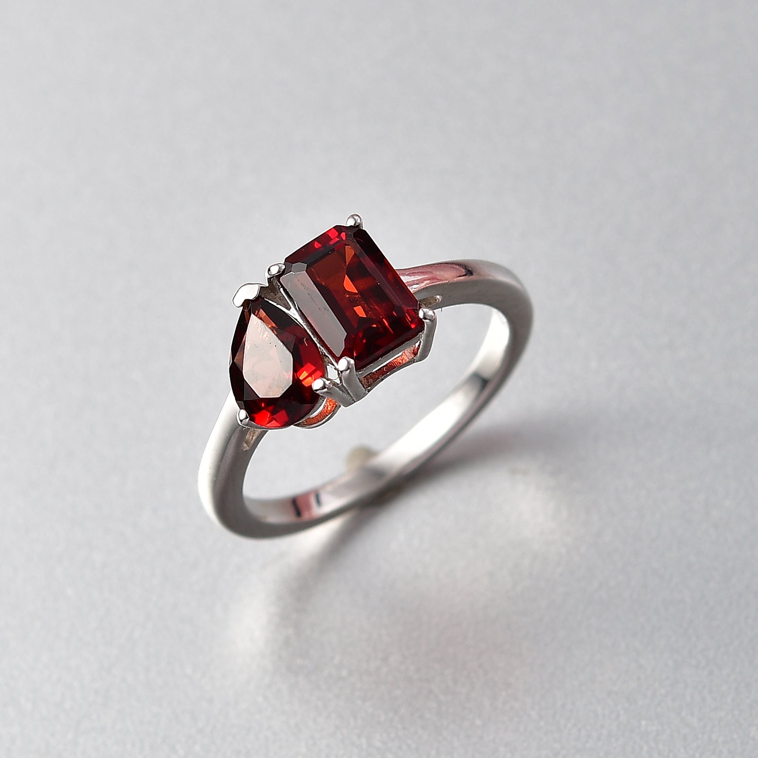 Red Garnet Toi et Moi Ring in Platinum Overlay Sterling Silver 2.36 Ct. 8433780 2