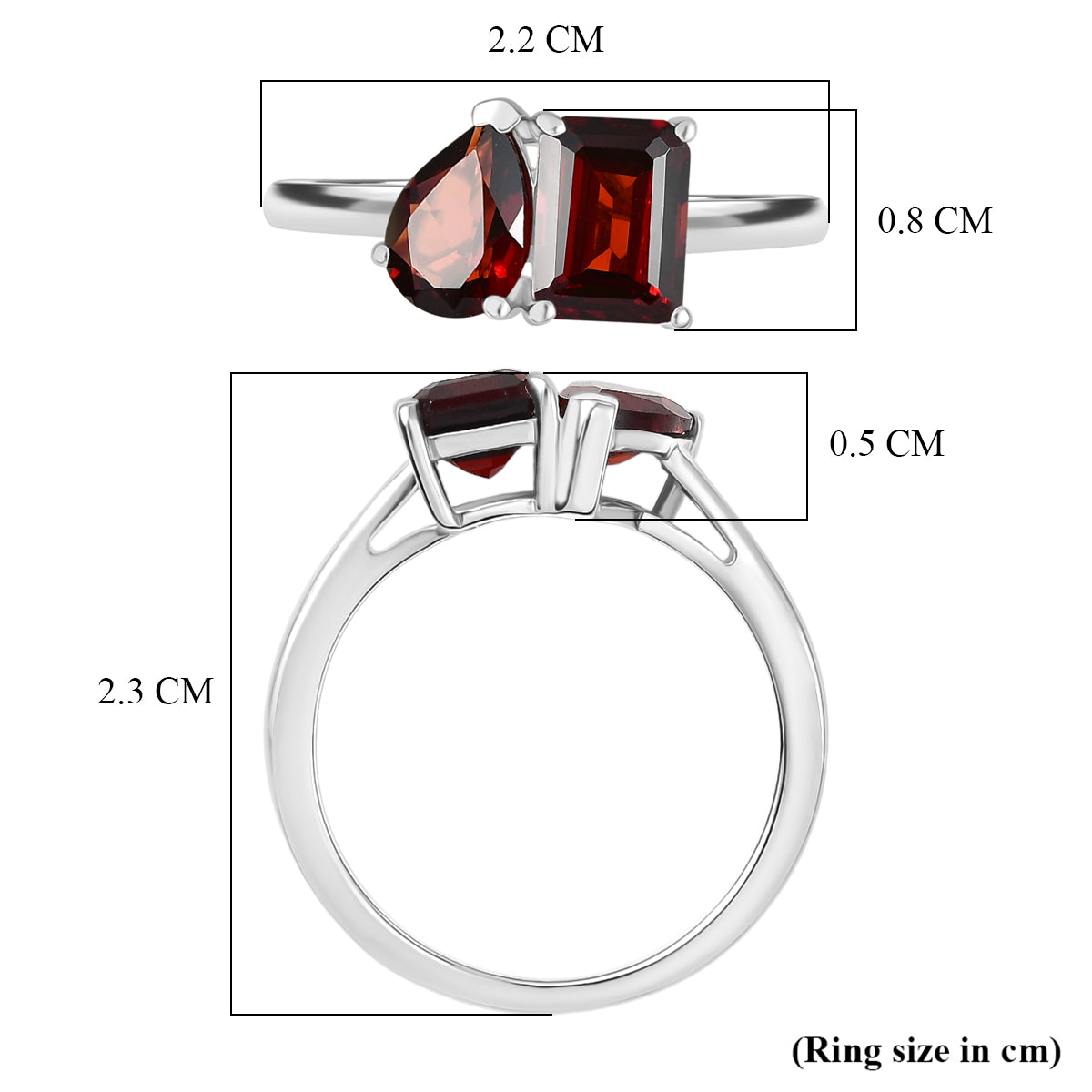 Red Garnet Toi et Moi Ring in Platinum Overlay Sterling Silver 2.36 Ct. 8433780 5