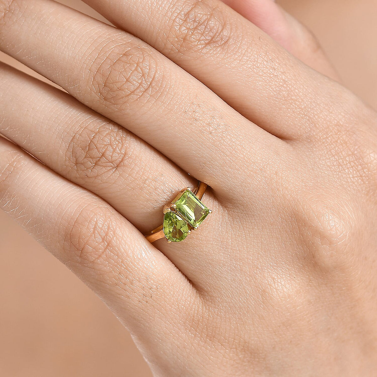 Peridot Toi et Moi Ring in Yellow Gold Plated Sterling Silver 1.71 Ct. 8433783 2
