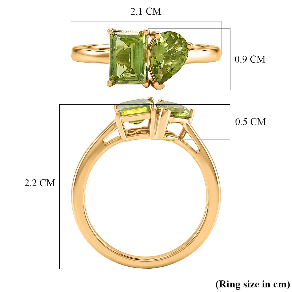 Peridot Toi et Moi Ring in Yellow Gold Plated Sterling Silver 1.71 Ct. 8433783 6