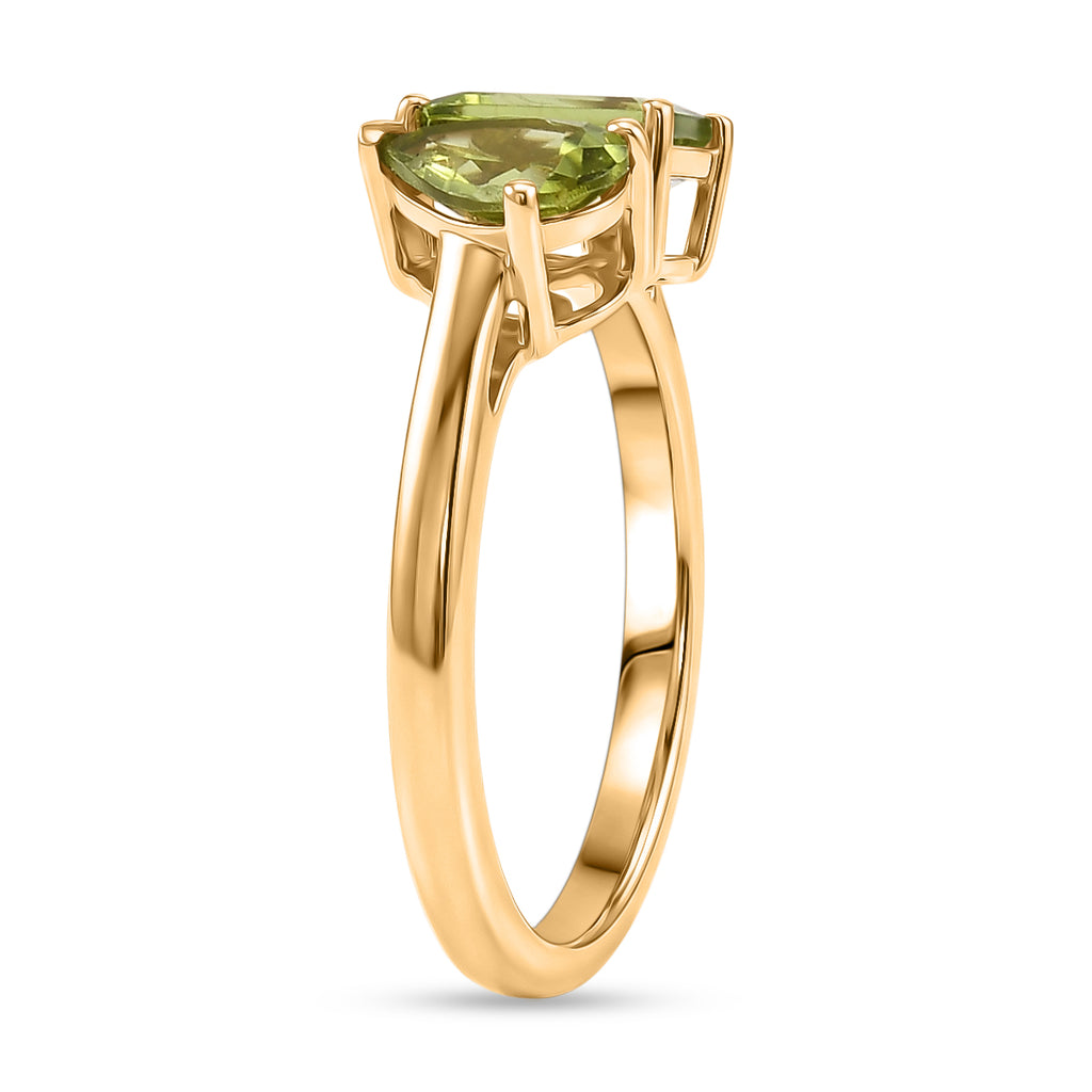 Peridot Toi et Moi Ring in Yellow Gold Plated Sterling Silver 1.71 Ct._8433791_3