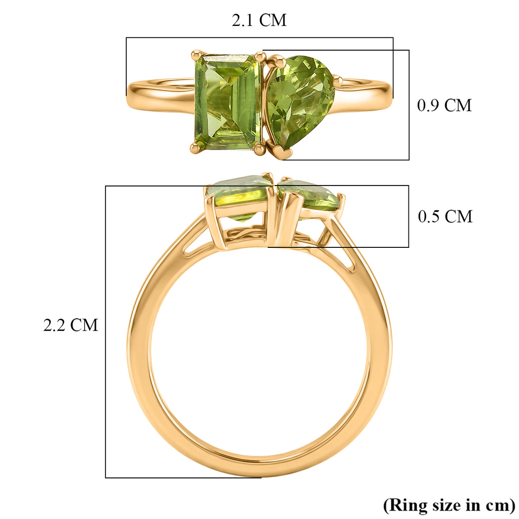 Peridot Toi et Moi Ring in Yellow Gold Plated Sterling Silver 1.71 Ct._8433791_5