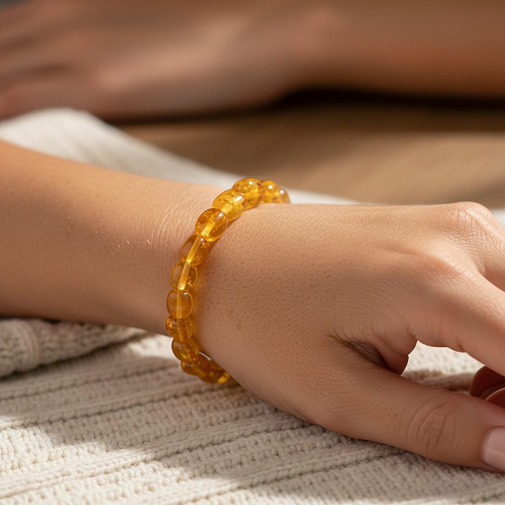 Amber Stretchable Bracelet (Size - 7.5) 20.00 Ct.