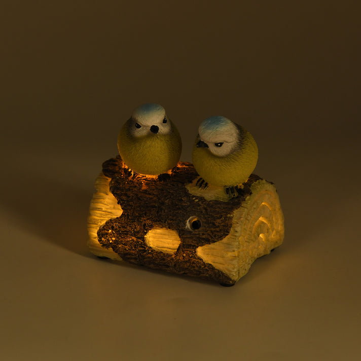 Livmore Resin Chirping Birds Garden Figurine - Motion Activated Singing and Warm White LED (100x70x94mm) 8433843 2