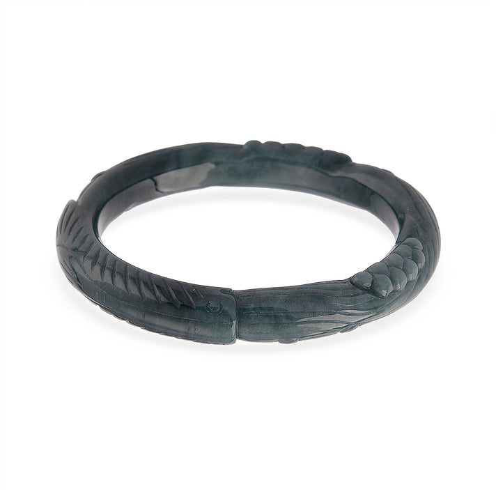 Natural Jadeite Hand Carved Bangle (Size - 8) 330.00 Ct. 8433871 1