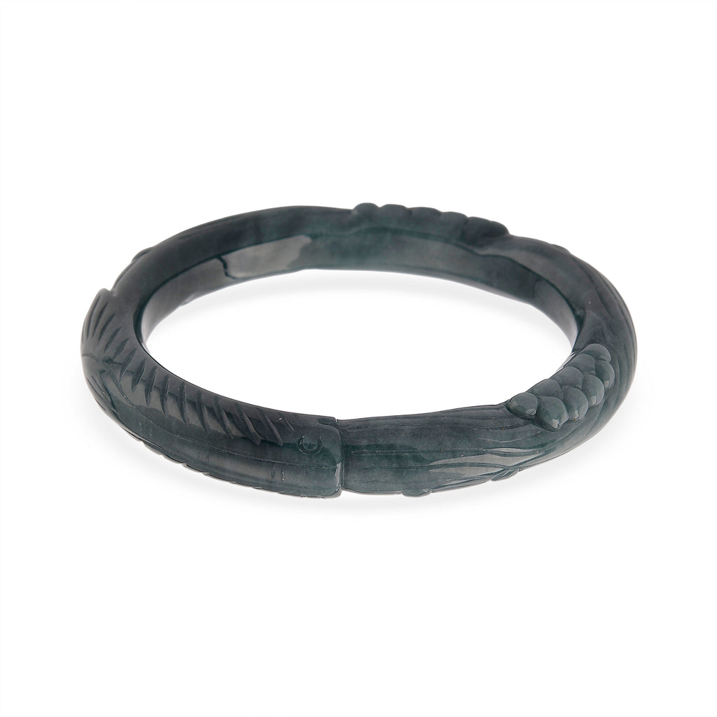 Natural Jadeite Hand Carved Bangle (Size-8.25) 340.00 Ct._8433889