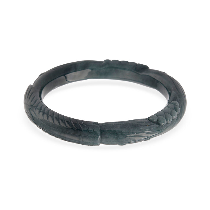 Natural Jadeite Hand Carved Bangle (Size-8.25) 340.00 Ct. 8433889 1