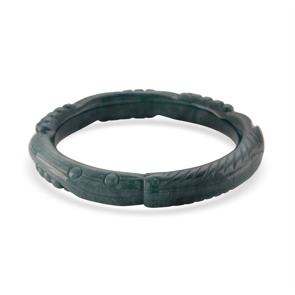 Natural Jadeite Hand Carved Bangle (Size-8.25) 340.00 Ct._8433889_3