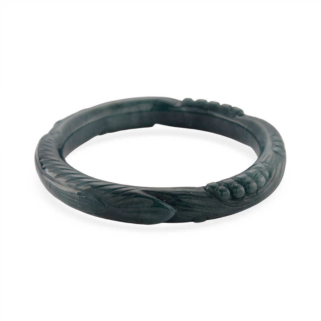 Natural Jadeite Hand Carved Bangle (Size-8.25) 340.00 Ct._8433889_4