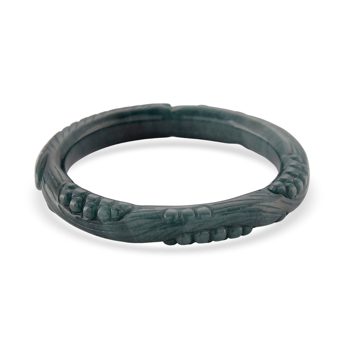 Natural Jadeite Hand Carved Bangle (Size-8.25) 340.00 Ct. V32525349 5