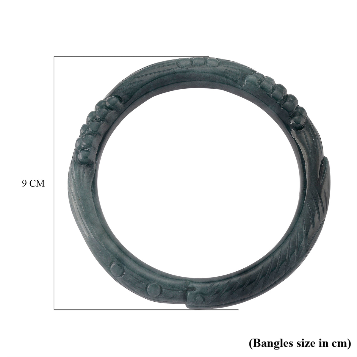 Natural Jadeite Hand Carved Bangle (Size-8.25) 340.00 Ct. V32525349 6