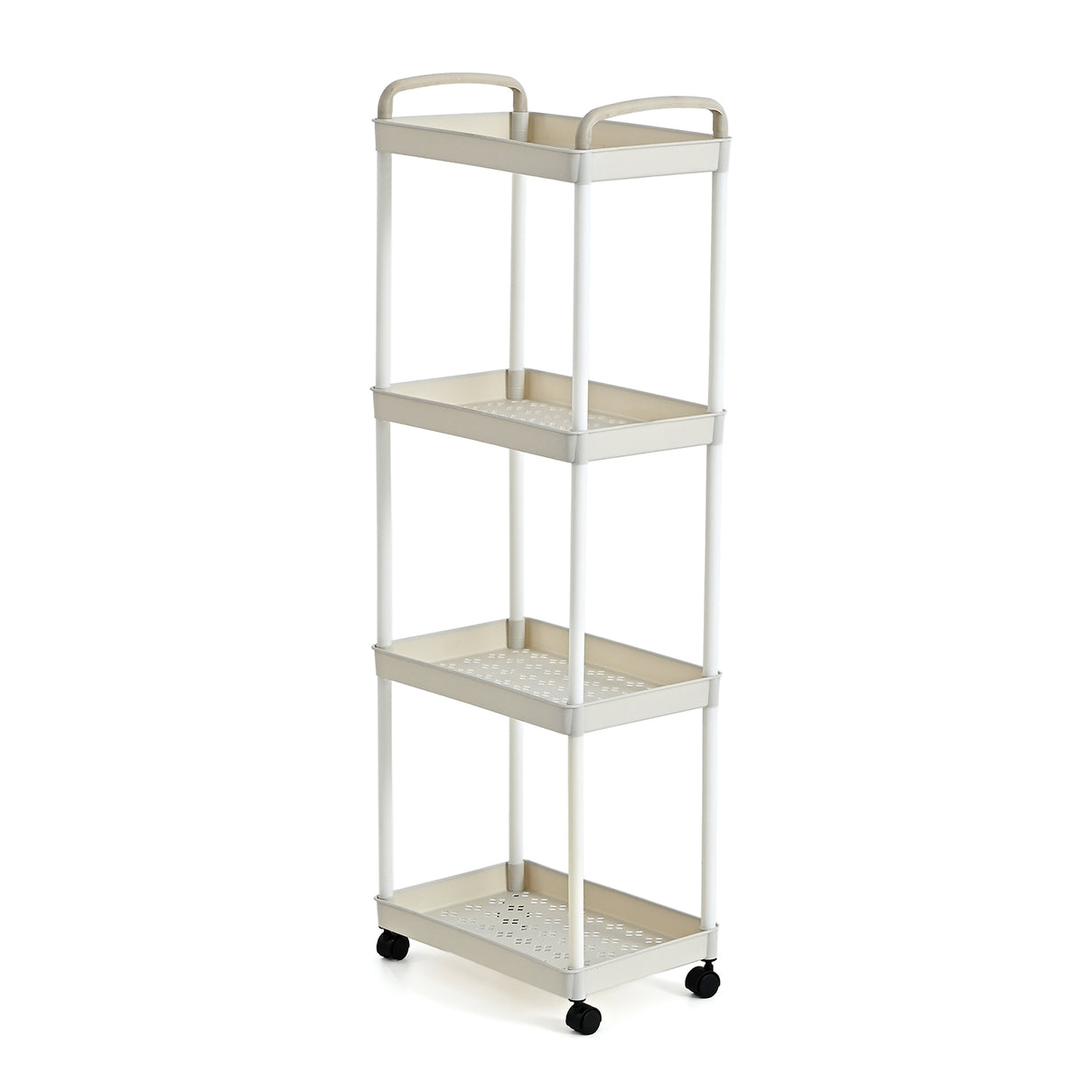 4-Tier Mobile Storage Trolley on Wheels (30x20x83 cm) - White V32519098 0