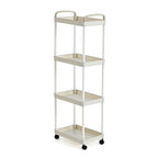 4-Tier Mobile Storage Trolley on Wheels (30x20x83 cm) - White_8433890