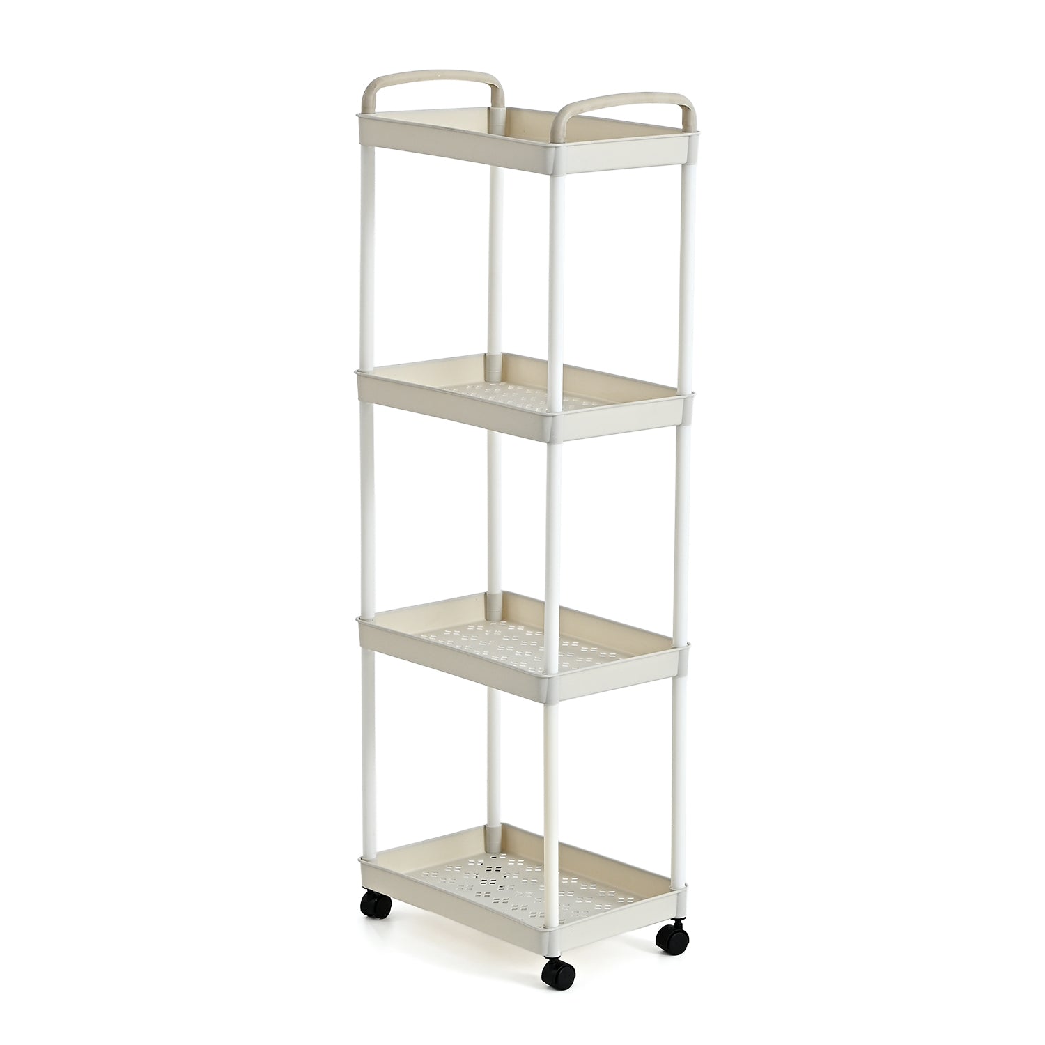 4-Tier Mobile Storage Trolley on Wheels (30x20x83 cm) - White V32519098 0