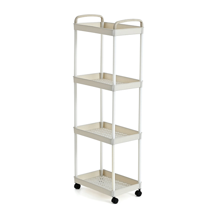 4-Tier Mobile Storage Trolley on Wheels (30x20x83 cm) - White 8433890 1