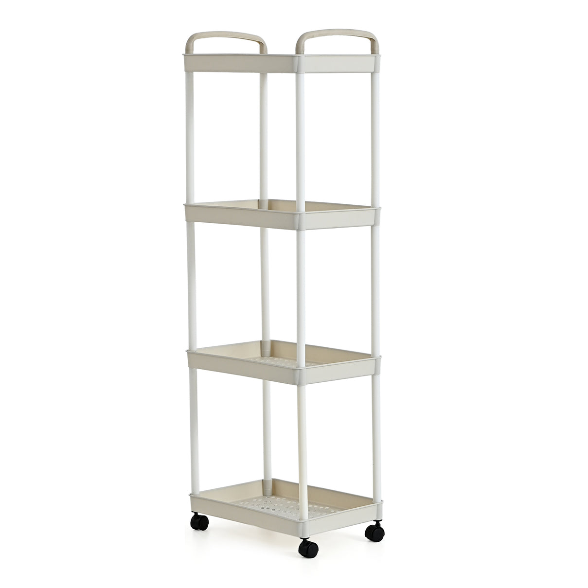 4-Tier Mobile Storage Trolley on Wheels (30x20x83 cm) - White V32519098 4