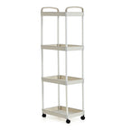 4-Tier Mobile Storage Trolley on Wheels (30x20x83 cm) - White_8433890_3