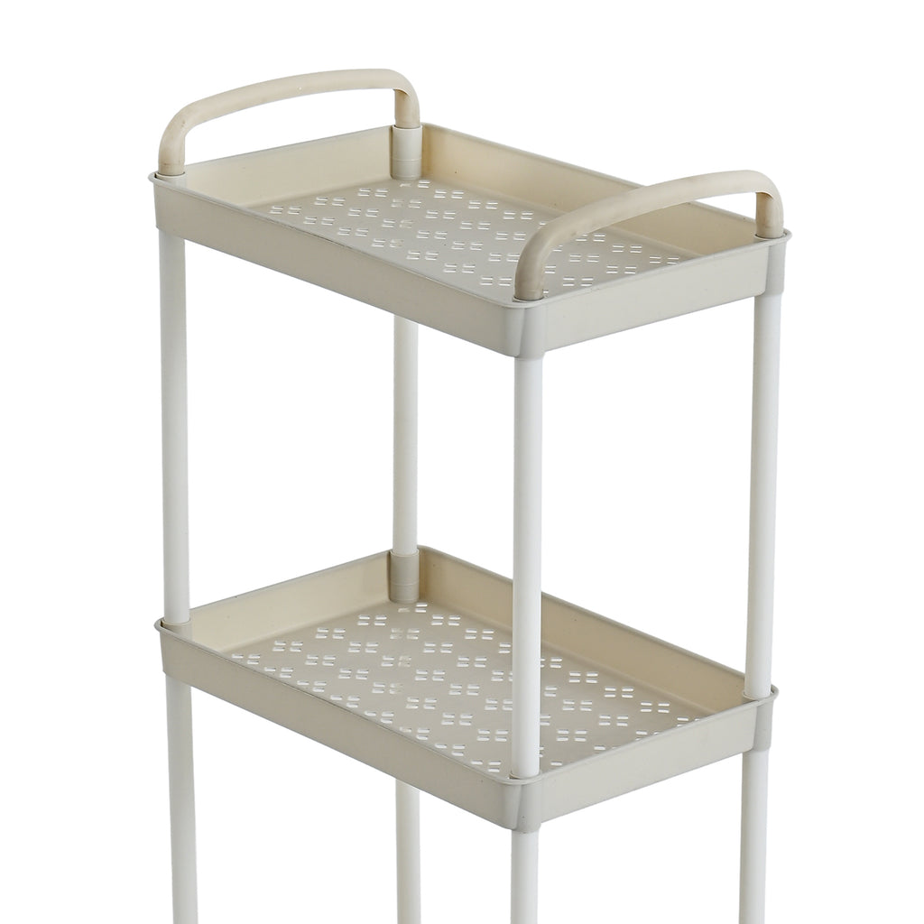 4-Tier Mobile Storage Trolley on Wheels (30x20x83 cm) - White_8433890_5