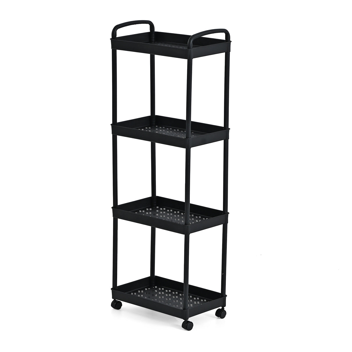 4-Tier Mobile Storage Trolley on Wheels (30x20x83 cm) - Black V32512438 0