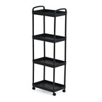 4-Tier Mobile Storage Trolley on Wheels (30x20x83 cm) - Black_8433891