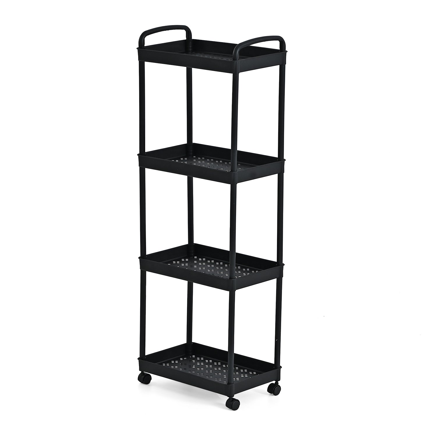 4-Tier Mobile Storage Trolley on Wheels (30x20x83 cm) - Black V32512438 0