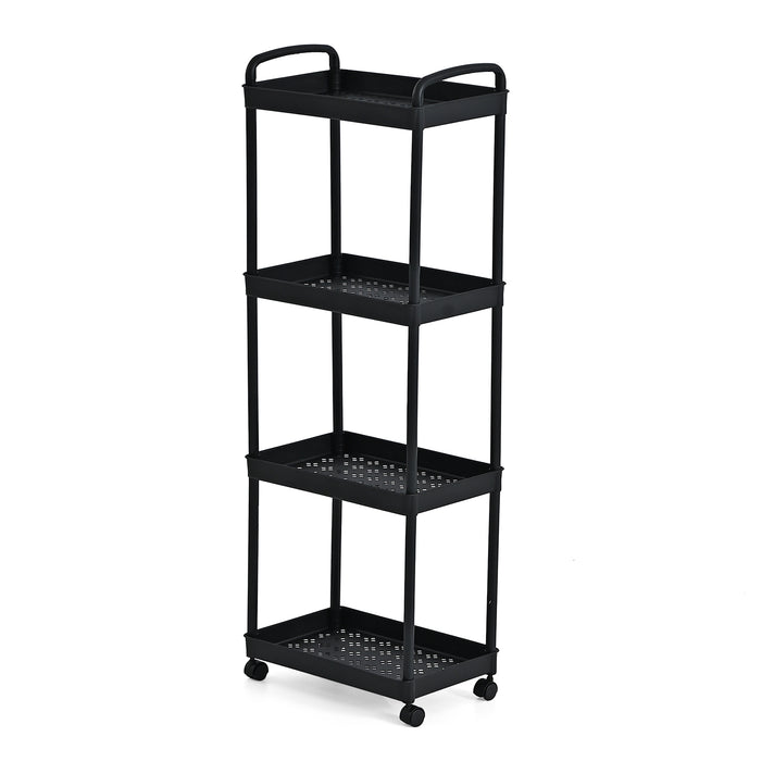 4-Tier Mobile Storage Trolley on Wheels (30x20x83 cm) - Black 8433891 1
