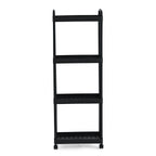 4-Tier Mobile Storage Trolley on Wheels (30x20x83 cm) - Black_8433891_2