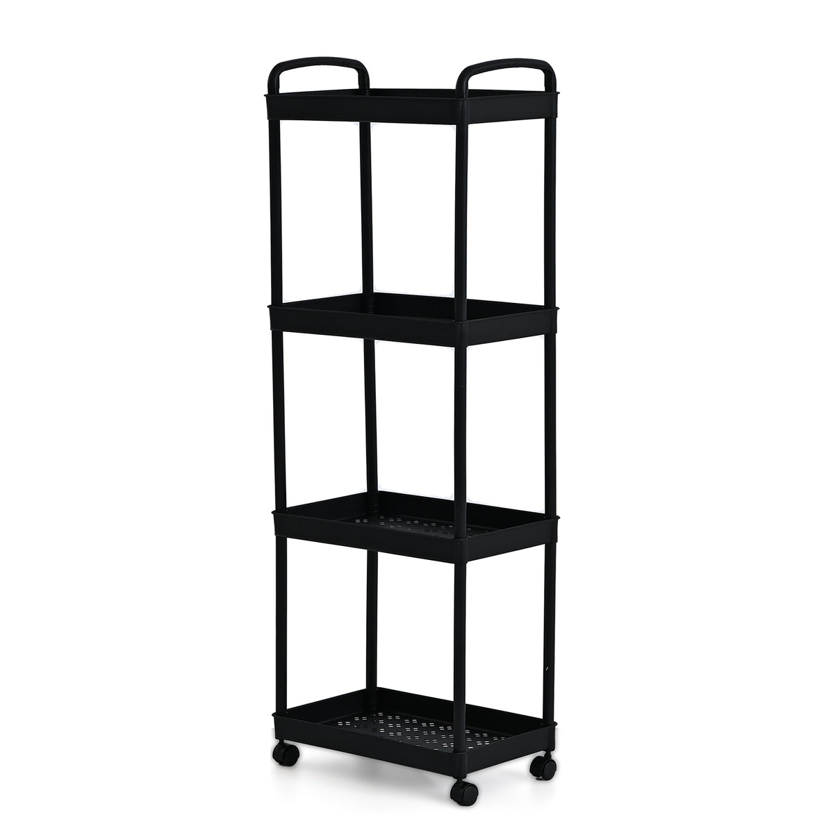 4-Tier Mobile Storage Trolley on Wheels (30x20x83 cm) - Black V32512438 4