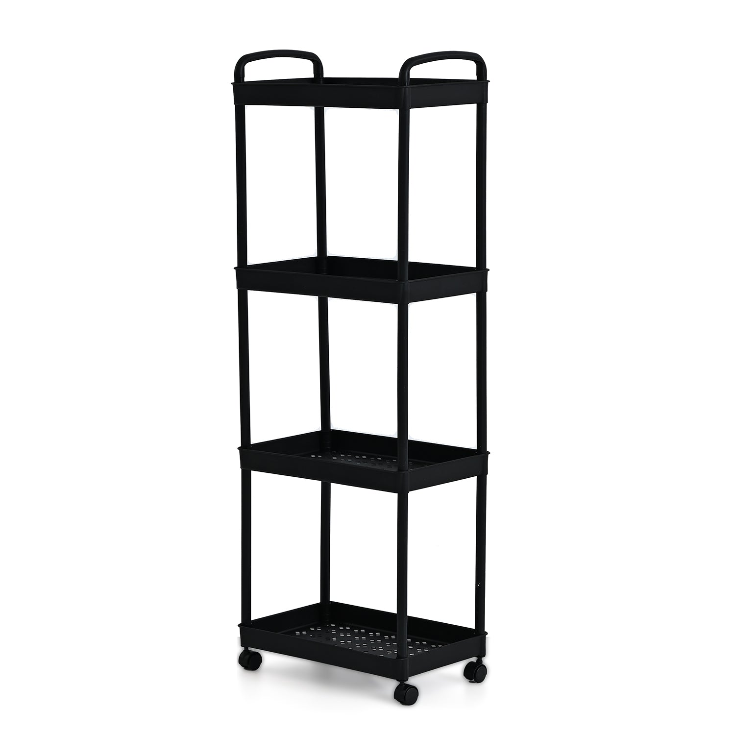 4-Tier Mobile Storage Trolley on Wheels (30x20x83 cm) - Black V32512438 4